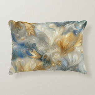 Elegante Wirbel in Gold, Silber, Blau, Gelb Dekokissen