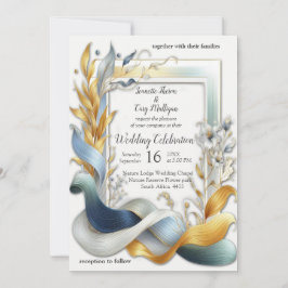 Elegante Wirbel in Gold, Silber, Blau, Gelb Einladung