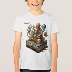 Elegante Wirbel in Gold, Silber, Blau, Gelb Tri-Blend Shirt