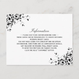 Elegante Wirbel Schwarz & Weiß Hochzeitsdetails Begleitkarte