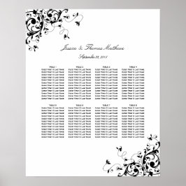 Elegante Wirbel Schwarz-Weiß-Hochzeitskizze Poster