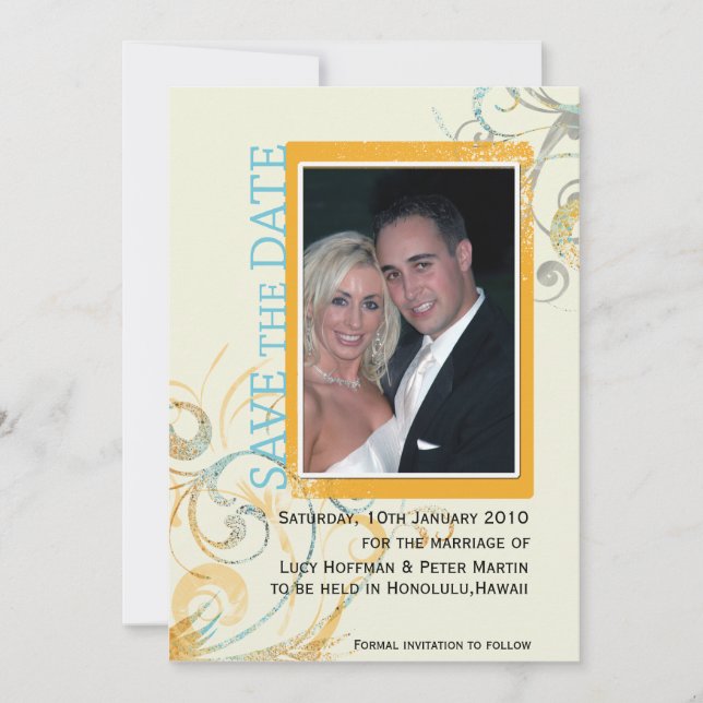 Elegante Wirbel - Speichern Sie die Datumskarten Save The Date (Vorderseite)