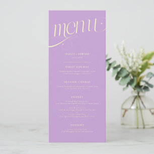 Elegante Wirbel-Wisteria-Hochzeitsmenü Menükarte