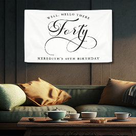 Elegante Wirble Kalligraphie 40. Geburtstag Party Banner