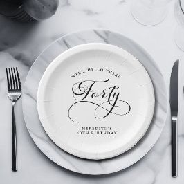 Elegante Wirble Kalligraphie 40. Geburtstag Party Pappteller