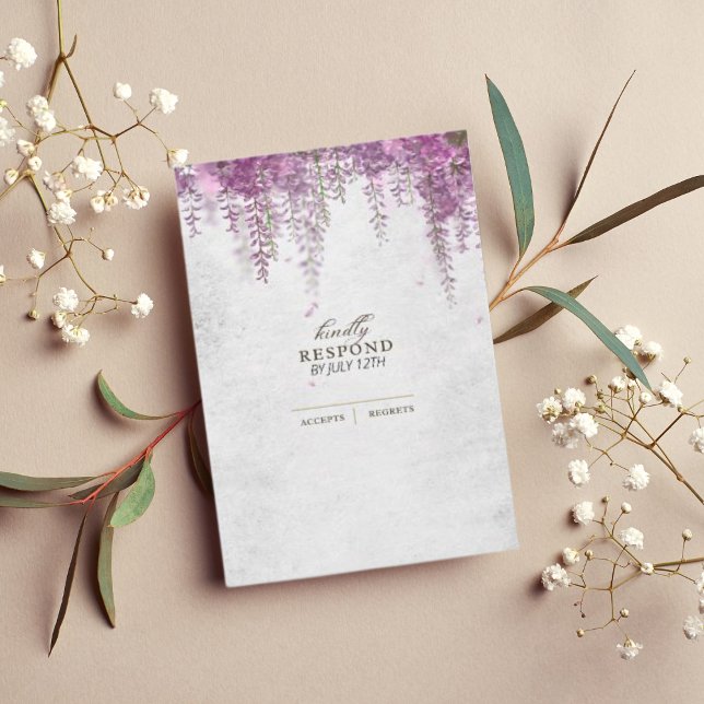 Elégante Wisteria Purple Wedple Cartes RSVP (Créateur téléchargé)