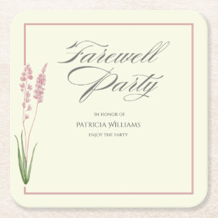 Elegante Womans Pastel Wildblume Farewell Party Rechteckiger Pappuntersetzer