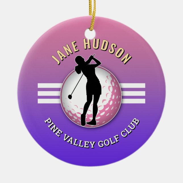 Elegante Women Golfer Design Keramik Ornament (Vorne)