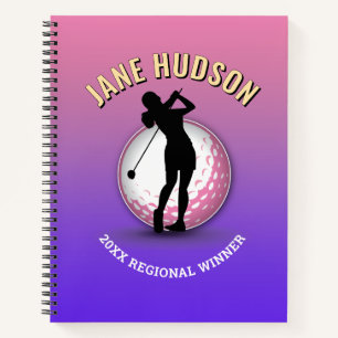 Elegante Women Golfer Design Notizbuch