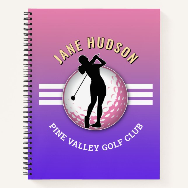 Elegante Women Golfer Design Notizbuch (Vorderseite)