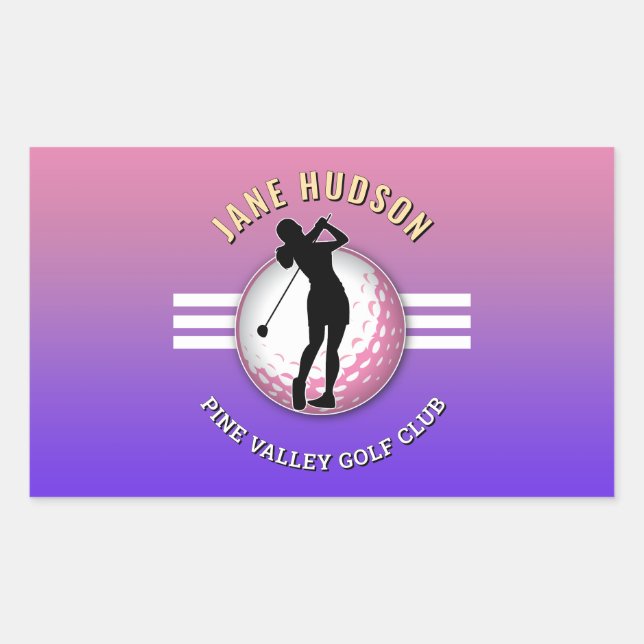 Elegante Women Golfer Design Rechteckiger Aufkleber (Vorderseite)