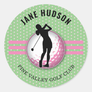 Elegante Women Golfer Design Runder Aufkleber