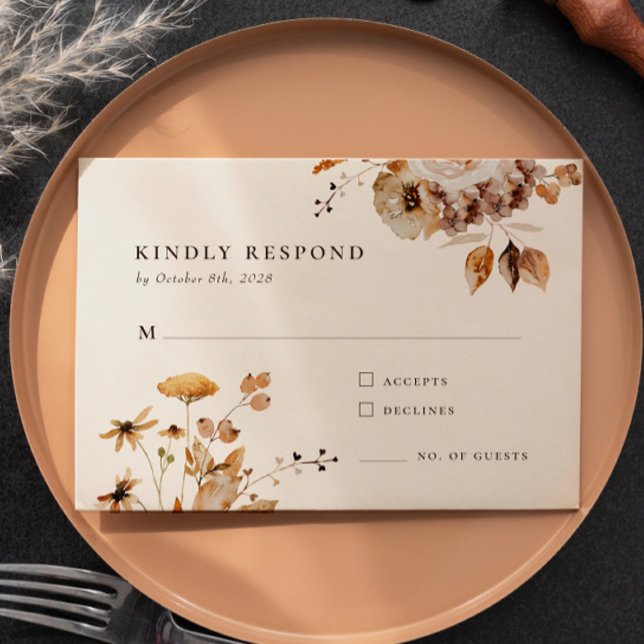 Elegante Woodland Fall Floral Wedding Response Car RSVP Karte (Von Creator hochgeladen)