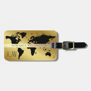 Elegante World Traveller Map Metal Mit Monogramm N Gepäckanhänger