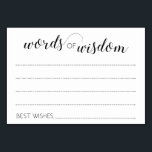 Elegante Wörter der Weisheit Hochzeitsratgeber Kar Tischnummer<br><div class="desc">Diese eleganten minimalistischen Worte der Weisheit-Karten sind die perfekte Ergänzung zu Ihrem Hochzeitsempfang oder Bridal/Polterabend. Dieses Design bietet eine Kombination aus Handschrift und Schriftart in Schwarz. Die Gäste haben Platz,  um ihren Heiratsantrag und ihren Namen verlassen.</div>