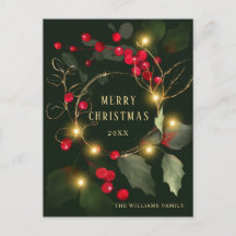 Elegante Wreath Holly Berry Pine Forest Christmas