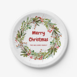 Elegante Wreath Personalisiert Weihnachten Pappteller