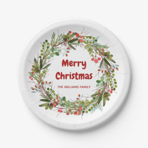 Elegante Wreath Personalisiert Weihnachten Pappteller