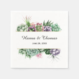 Elegante Wüste Botanische Sukkulente Hochzeit Serviette