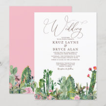 Elegante Wüste Cacti Succulents Einladung Hochzeit
