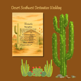 Elegante Wüste Südwest Hochzeit Goldener Sonnenunt Begleitkarte