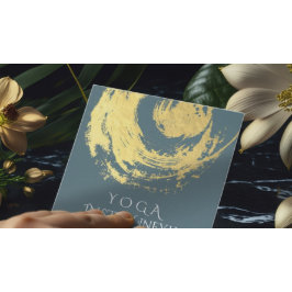 Elegante YOGA Blue & Gold ZEN Symbol Pinselstriche Quadratische Visitenkarte