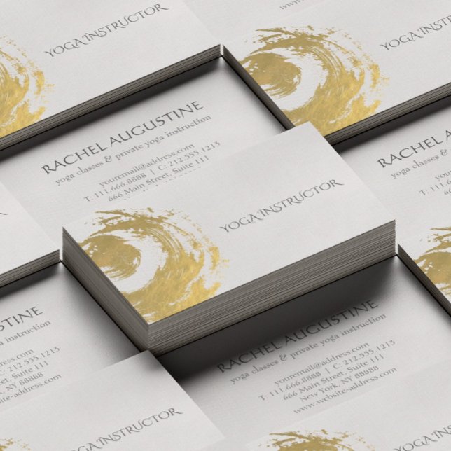 Elegante YOGA Gold Foil Pinselstriche ZEN Symbol Visitenkarte (Von Creator hochgeladen)