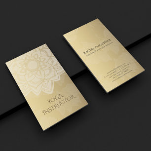 Elegante YOGA-Inderin Weiß Gold Florales Mandala Visitenkarte