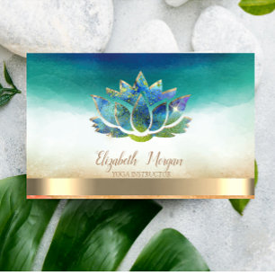 Elegante Yoga-Insturktorin Blue Lotus Visitenkarte