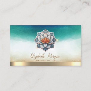 Elegante Yoga-Lehrerin Blaue Lotus-Wasserfarbe Visitenkarte