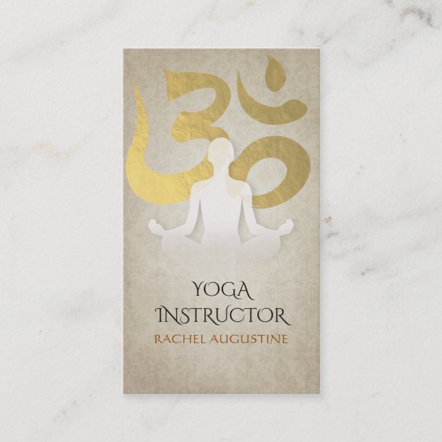 Elegante Yoga Meditation Pose Gold Foil Om Symbol Visitenkarte (Vorderseite)