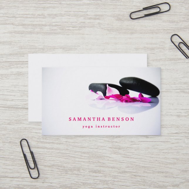 Elegante Yoga Meditation Wellness Business Card Visitenkarte (Vorderseite/Rückseite Beispiel)