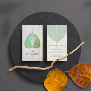 Elegante Yoga-Meditationshaltung mit Bodhi-Blatt Visitenkarte
