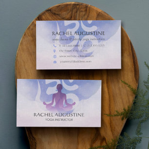 Elegante Yoga-Meditationspose Om-Symbol Wasserfarb Visitenkarte