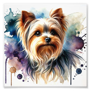 Elegante Yorkshire Terrier Watercolor Fotodruck
