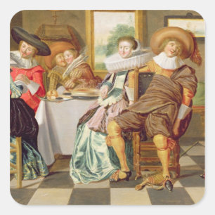 Elegante Zahlen an einem Tisch Quadratischer Aufkleber