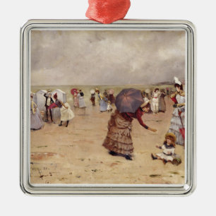 Elegante Zahlen T29836 auf einem Strand, 1886 Ornament Aus Metall