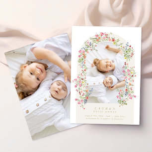 elegante zarte florale Bogen 2 Foto unsere Babygbu Ankündigung