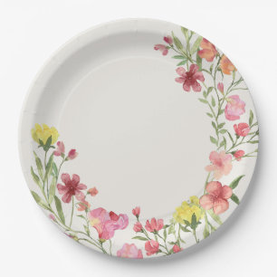 elegante zarte florale Frühlingshochzeits-Baby-Par Pappteller