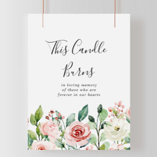Elegante zarte florale Kerze brennt Schild