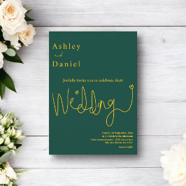 Elegante, zarte grüne und goldene Hochzeit Einladung
