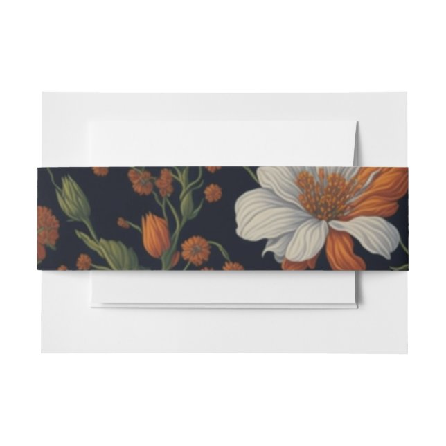 Elegante, zarte, orangefarbene Blume Einladungsbanderole (Vorderseite Beispiel)