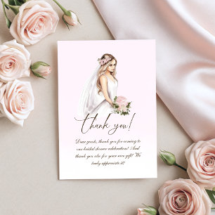Elegante zarte rosa Braut-to-be-Brautbad Dankeskarte