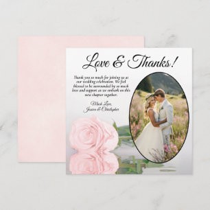 Elegante zarte Rosa-Rosen-Oval-Foto-Hochzeit Dankeskarte