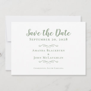 Elegante zarte Schrift romantische Kalligrafie Grü Save The Date