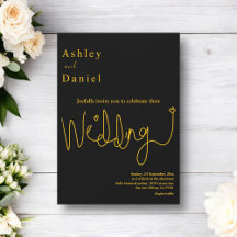 Elegante, zarte Schwarz und Gold Moderne Hochzeit
