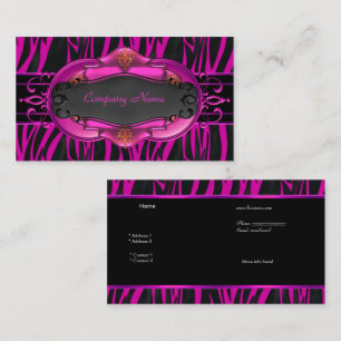 Elegante Zebra Hot Pink Black Boutique Card 4 Visitenkarte