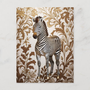 Elegante Zebra William Morris inspiriert  Postkarte