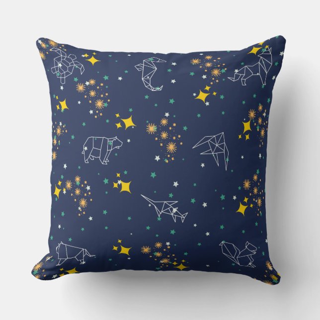Elegante zeichnend Tiere blaue Himmelskinder Kissen (Vorderseite)