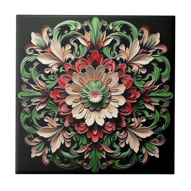 Elegante zeitgenössische Farben Moderne Verziert Fliese (Vorderseite)